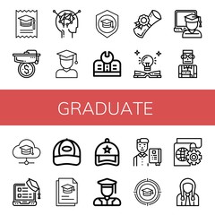 graduate simple icons set