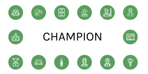 champion simple icons set