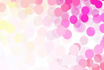 Light Pink, Yellow vector texture with disks.