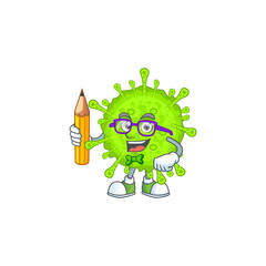 Orthocoronavirinae clever student character using a pencil