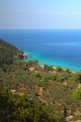 Fototapeta na wymiar Coastline at the Ionian Sea near Lefkada town, Greece