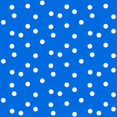 Blue bright background in white dots polka seamless pattern
