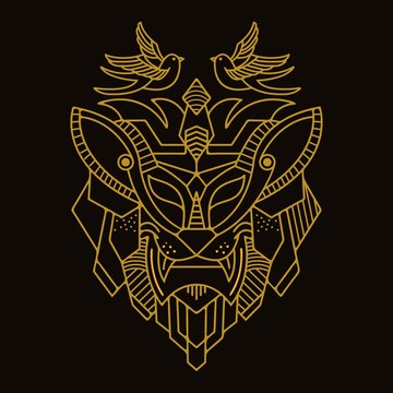 Mono line Gold the beast Illustration