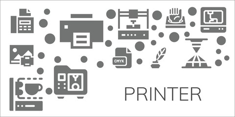 Fototapeta na wymiar Modern Simple Set of printer Vector filled Icons