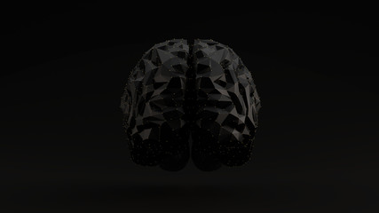 Brain Black Futuristic Artificial Intelligence Black Background 3d illustration 3d render
