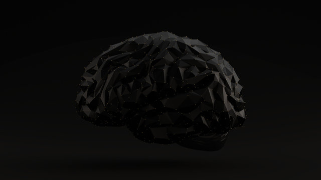 Brain Black Futuristic Artificial Intelligence Black Background 3d illustration 3d render