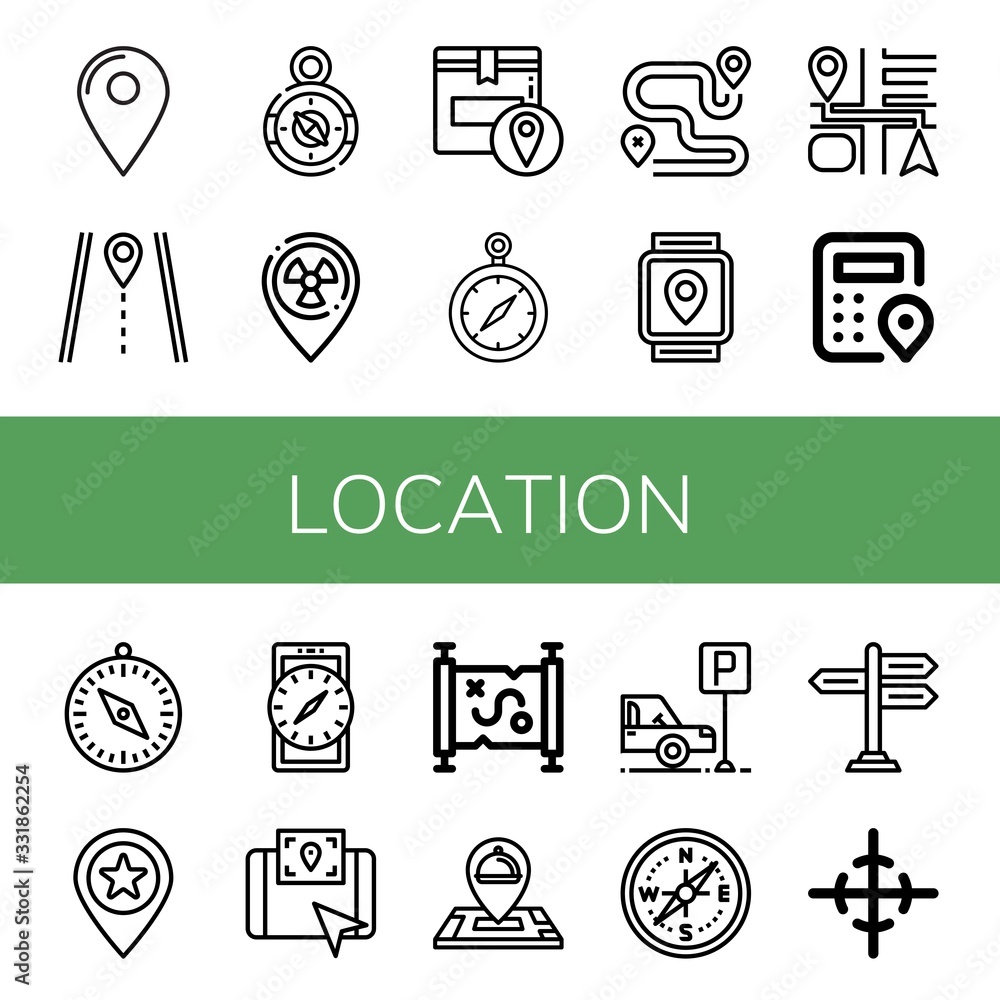 Poster Set of location icons