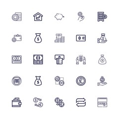 Editable 25 currency icons for web and mobile