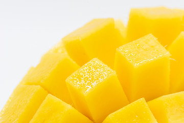 Yellow  mango slice with  isolated white background