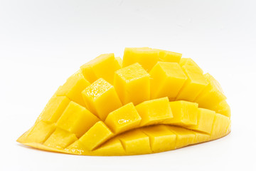 Yellow  mango slice with  isolated white background