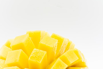 Yellow  mango slice with  isolated white background