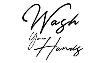 wash your hands Cursive hand lettering digital art