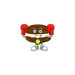 A sporty boxing of whoopie pies mascot design style