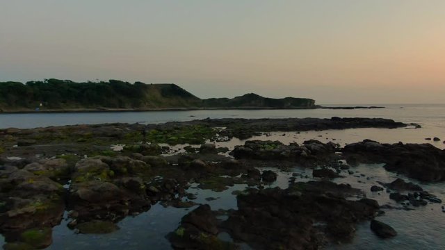 this is a footage of bay in Japan by dji drone. it was sunst and very nice color of ocean and sky.