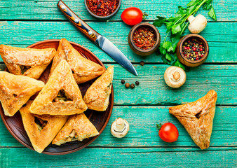 Homemade chicken and mushroom pie © nikolaydonetsk