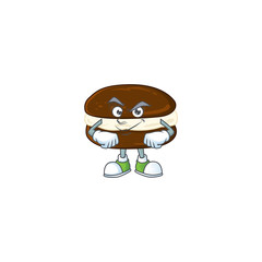 An icon of whoopie pies mascot design with confident gesture