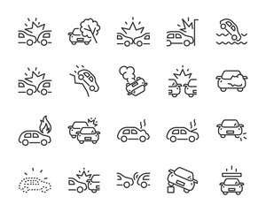 set of car icons, accident, insurance, auto, vehicle