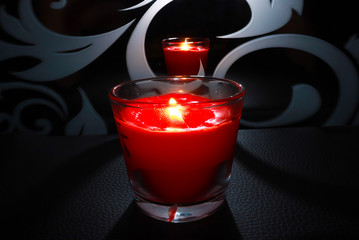 Candle display in the mirror.