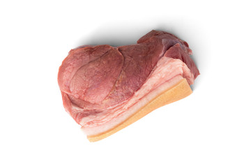 Raw pork meat (ham) isolated on white background.