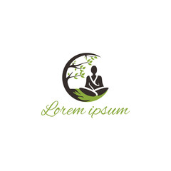 Creative abstract beauty yoga nature logo vector logo design template Vector illustration