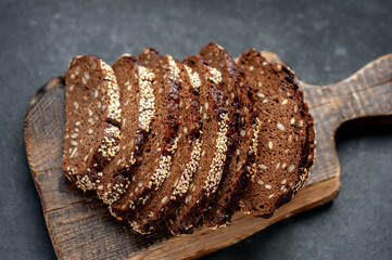 sliced ​​bread for diabetics on a stone background