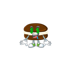 Rich whoopie pies with Money eye mascot character concept