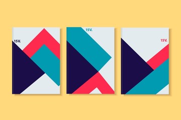 Geometric cover brochure background template set. Brochure design, cover modern layout, annual report, poster, flyer