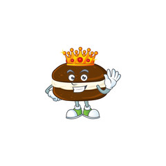 A Charismatic King of whoopie pies cartoon character design