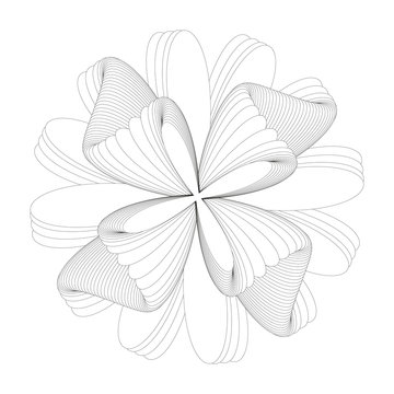 Abstract black and white circular pattern. Geometric pattern with visual distortion effect. Optical illusion. Op art. Coloring book