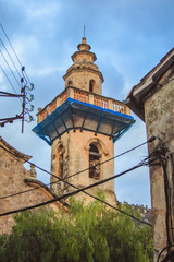 The village of Valldemossa with the parish church of sant bartomeu, Mallorca, Spain