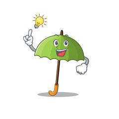 Have an idea gesture of green umbrella mascot character design