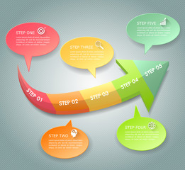 Design infographic template 5 options. Business concept can be used for workflow layout, diagram, number options, timeline, steps, demo infographic