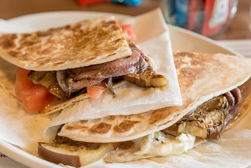 Piadina with anchovies vegetables