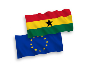 Flags of European Union and Ghana on a white background