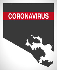 Baltimore Maryland city map with Coronavirus warning