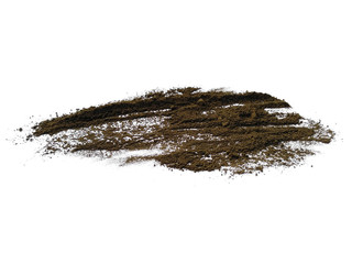 Soil arrangement with clipping path. Soil or land texture on white background.