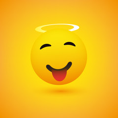 Smiling Cheeky Face with Angel Halo - Emoticon Concept Design