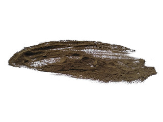 Soil arrangement with clipping path. Soil or land texture on white background.