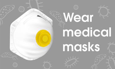 Coronavirus COVID-19 medical realistic illustration infection. Influenza as red dangerous flu strain cases as a pandemic medical health risk concept