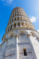 Pisa tower and blue sky. Italian landmark