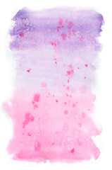 Watercolor violet and pink vackground with colorful splashes