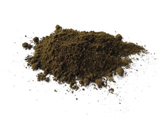 Soil arrangement with clipping path. Soil or land texture on white background.