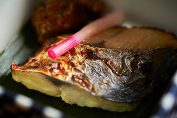 Grilled mackerel fish with ginger
