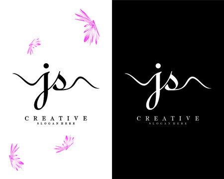 handwriting script letter js, sj logo design vector