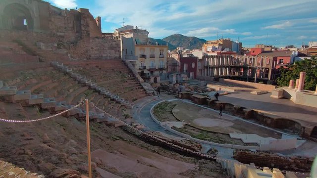 The amazing panorama shot of Amphitheater in Cartagena, Spain