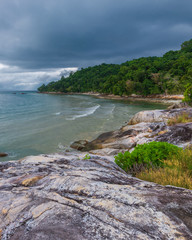 Fototapeta na wymiar Panorama beach and rock Formation Photos at Berhala island kepulauan Riau