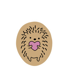 Cute hedgehog holding a heart in its paws children's drawing