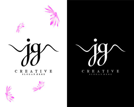handwriting script letter jg, gj logo design vector