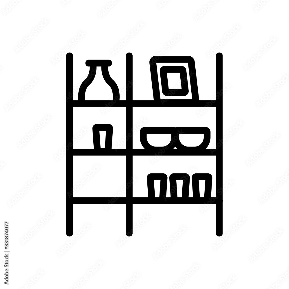 Poster items shelf icon vector. items shelf sign. isolated contour symbol illustration