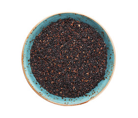 Black wild rice in a plate isolated on white